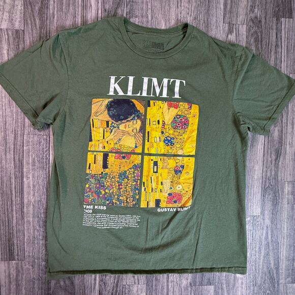 Gustav Klimt The Kiss 1908 Graphic T-Shirt Green Art Tee Medium Interrchive - Picture 1 of 7